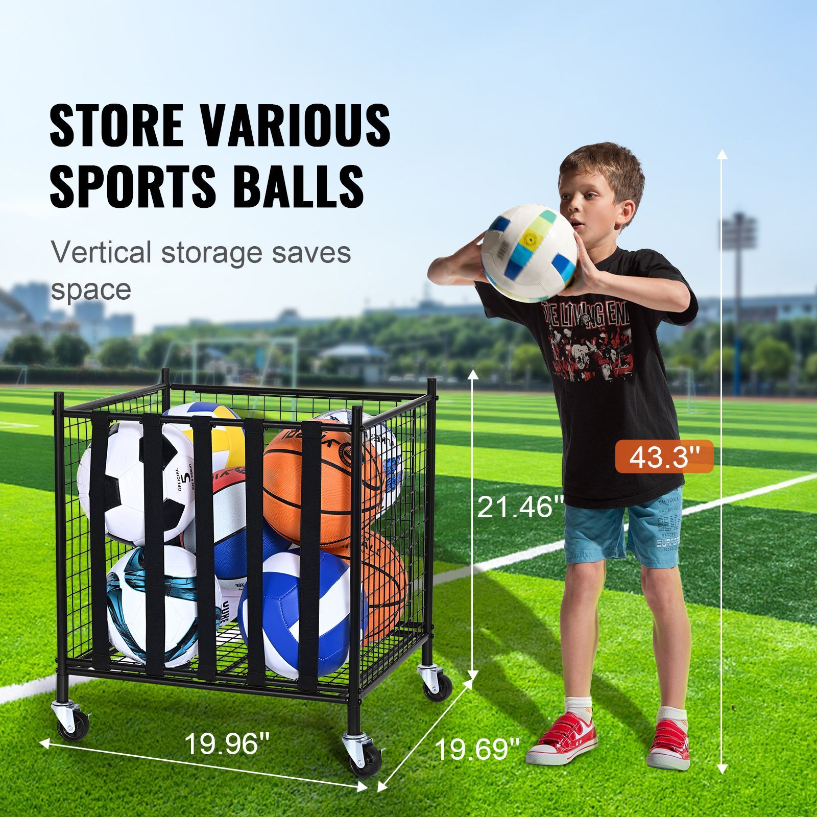 롤링 스포츠 공 보관 카트, 탄성 스트랩이 있는 잠금식 - Sports Equipment Organizer Garage 리뷰 및 가격